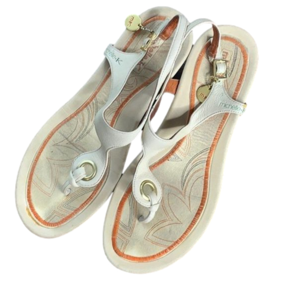 MICHELLE K Thong Flip Flop Wedge Sandals